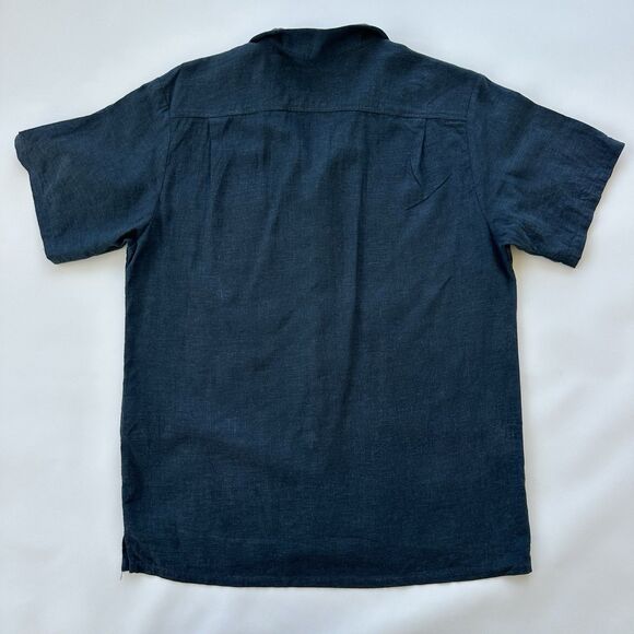 Bather Linen Traveler Shirt In Navy Mens Large Texture Short Sleeve Msrp $150 - Picture 9 of 10
